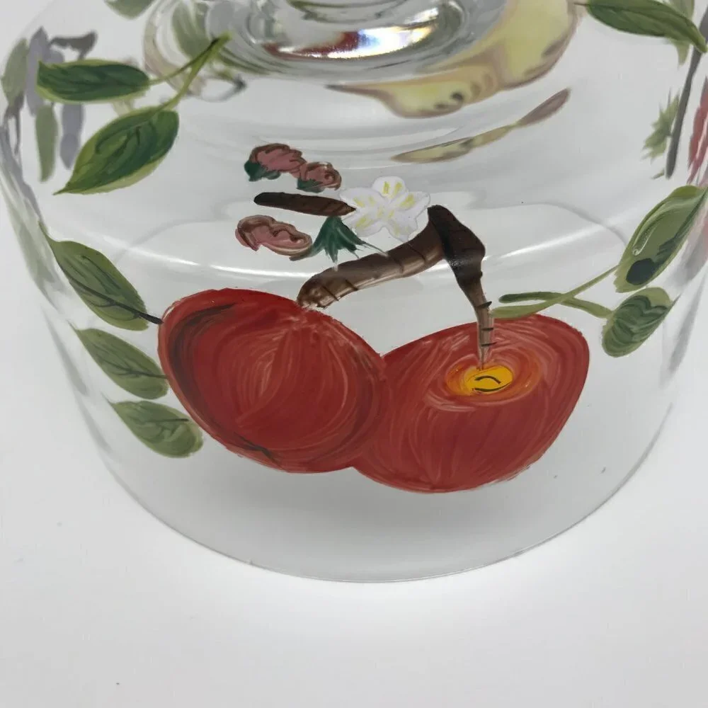 Cake Topper Hand Painted Glass Cottagecore with Fruit and Berries Entertain Host